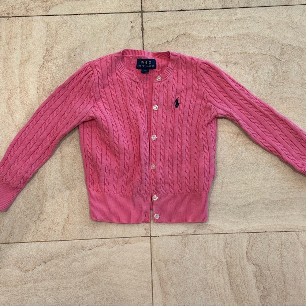 Polo by Ralph Lauren Pink Cable Knit Kids Sweater